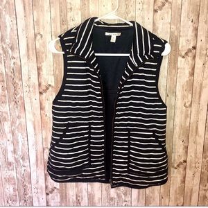 Miami navy&white stripped zipper sleeveless vest